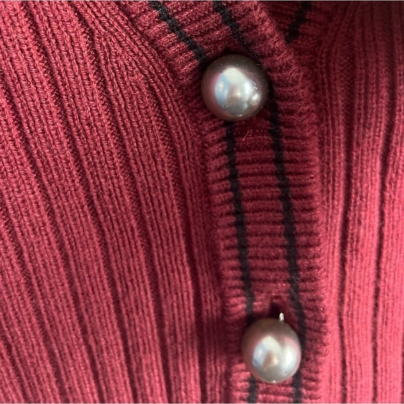NWT Talbots Women's Plus Burgundy Button Front Ribbed Cardigan Sweater SZ MP - Picture 4 of 6
